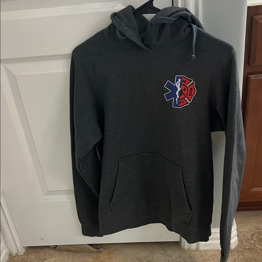 Men's Black Hoodie with Firefighter-Medic Emblem